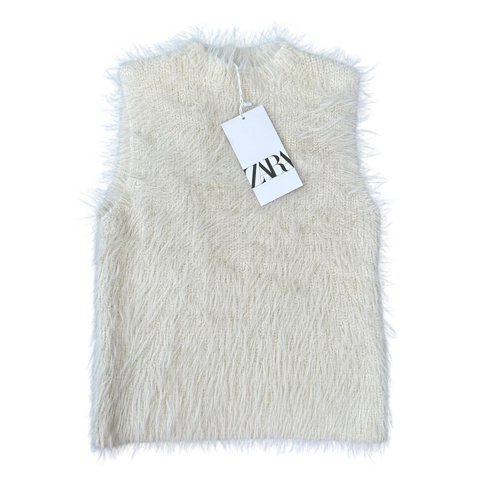 Zara Women's Faux Fur Sleeveless Top Size M